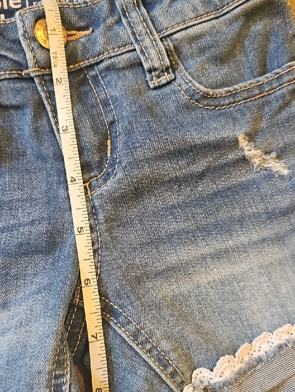 Girls' Denim Lace Trim Shorts Size 5 Hippie Girl